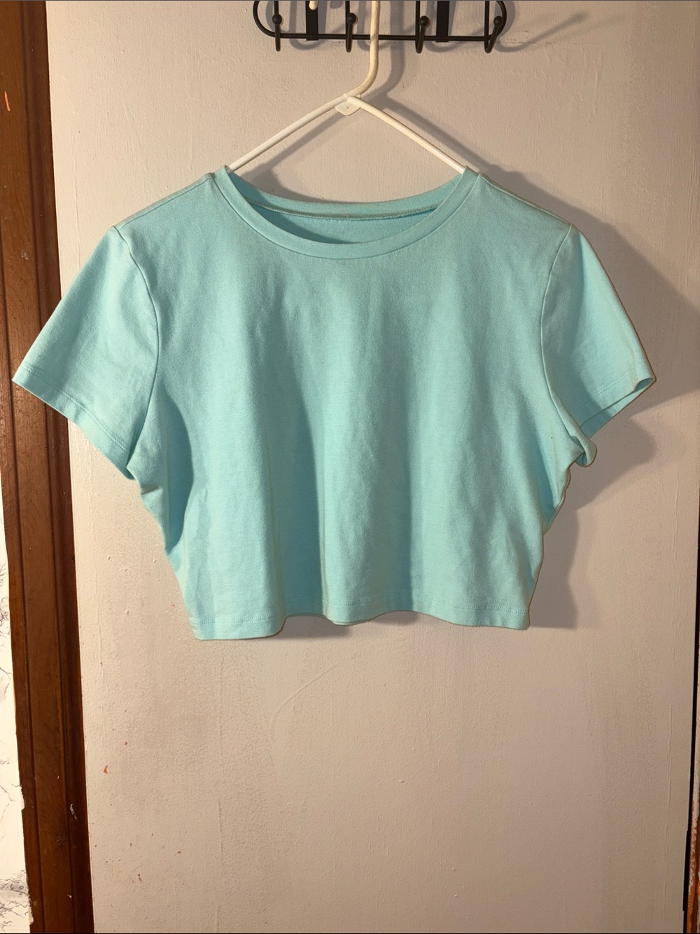 *4 items for $25* Cropped Tee in Light Aqua